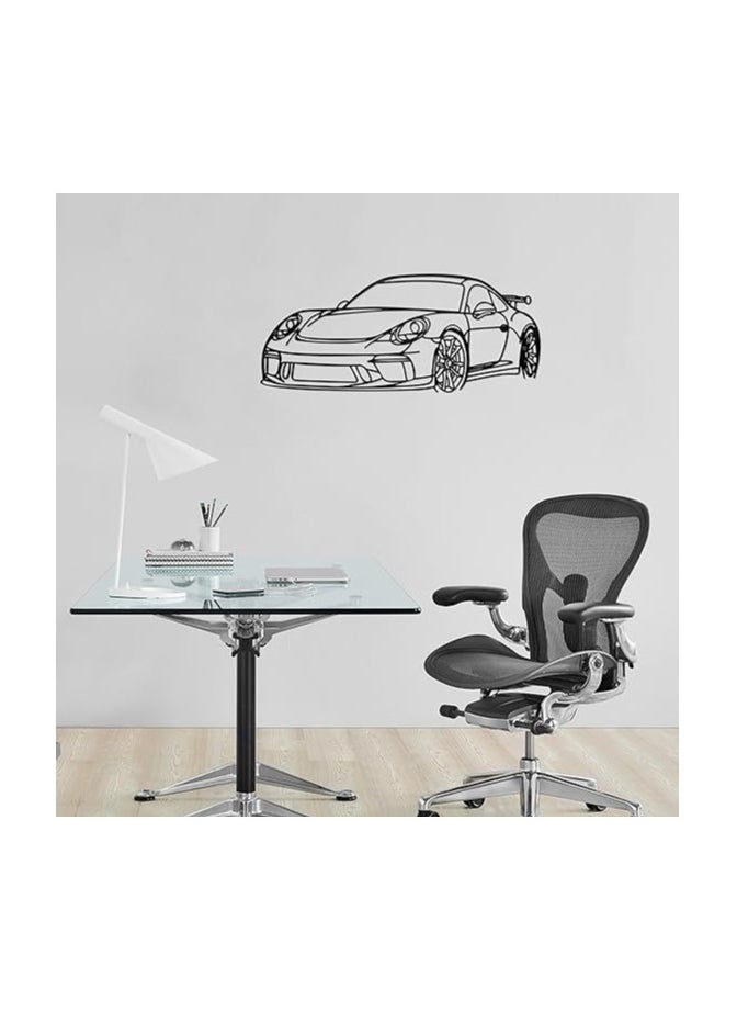 Wooden Wall Art With Self Adhesive Base - Black (Porsche Car)