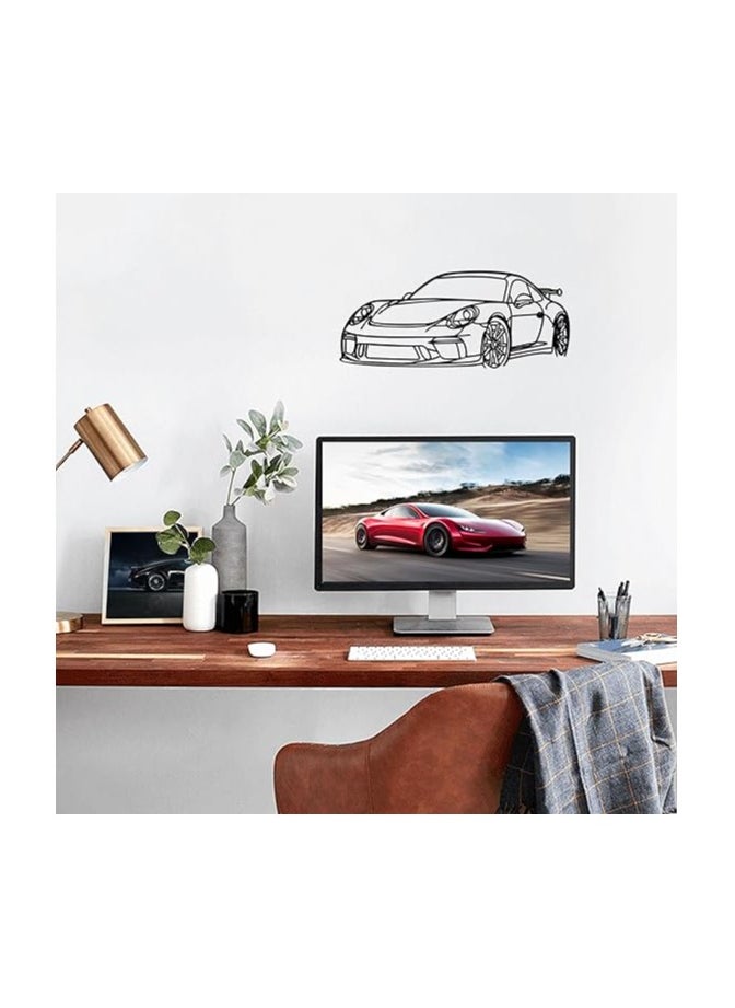 Wooden Wall Art With Self Adhesive Base - Black (Porsche Car)