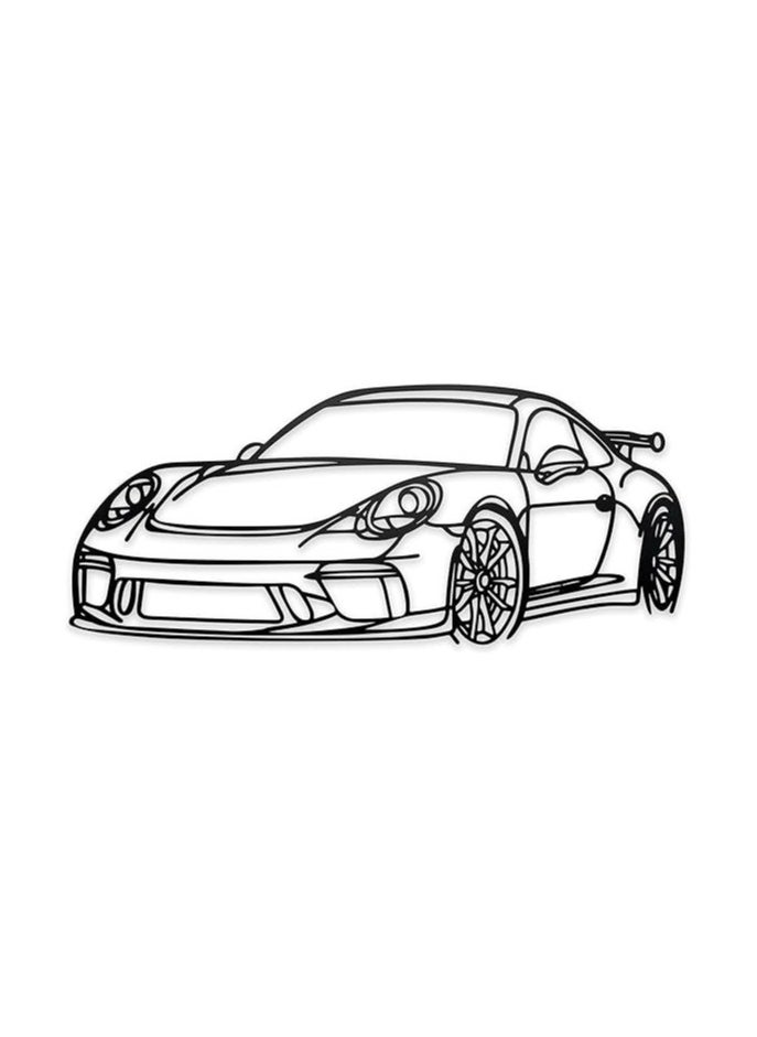Wooden Wall Art With Self Adhesive Base - Black (Porsche Car)