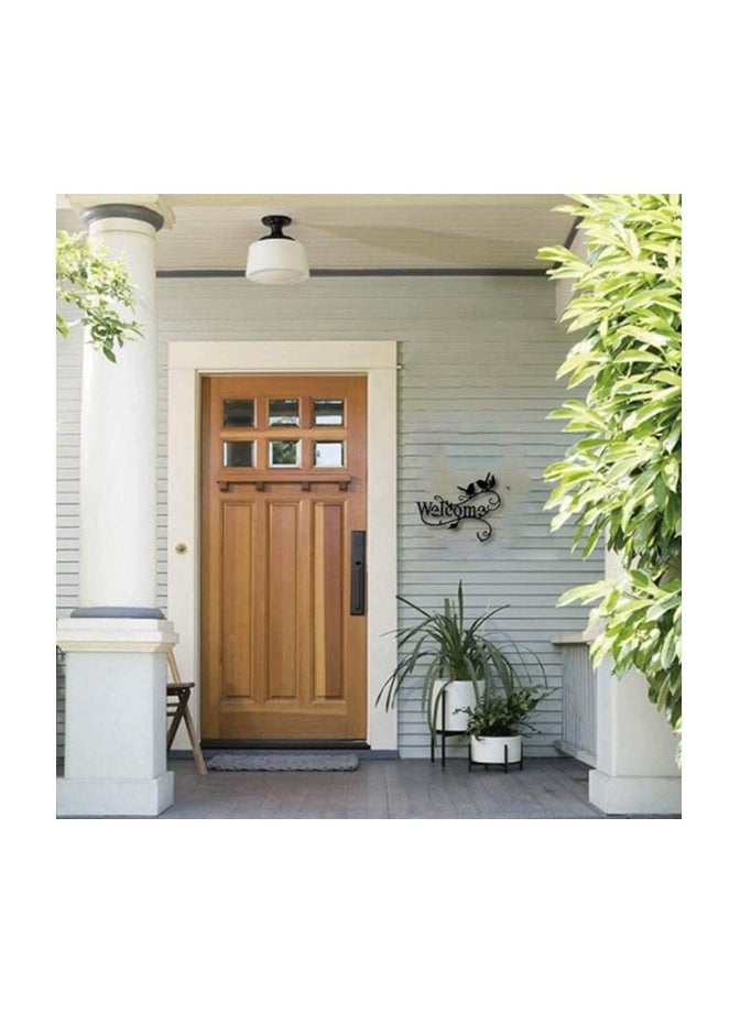 Wooden Wall Art With Self Adhesive Base - Black (Welcome)