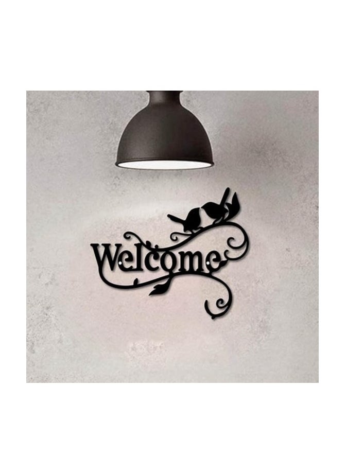Wooden Wall Art With Self Adhesive Base - Black (Welcome)