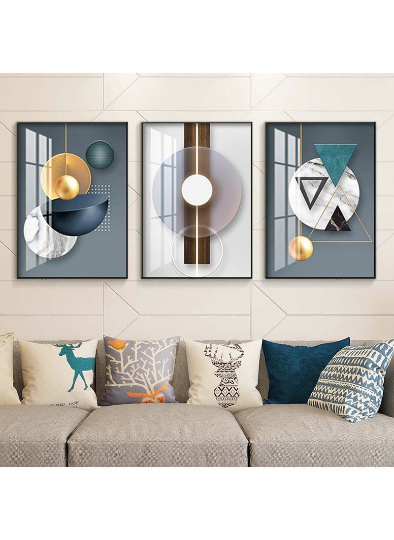 3PCS Wall Art Bright Style Minimalist Decor Modern Abstract Canvas Prints Poster Picture Framed Paintings Decorations