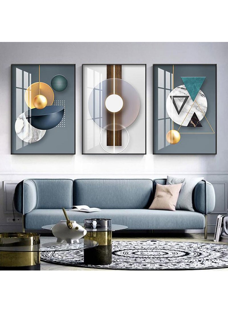 3PCS Wall Art Bright Style Minimalist Decor Modern Abstract Canvas Prints Poster Picture Framed Paintings Decorations