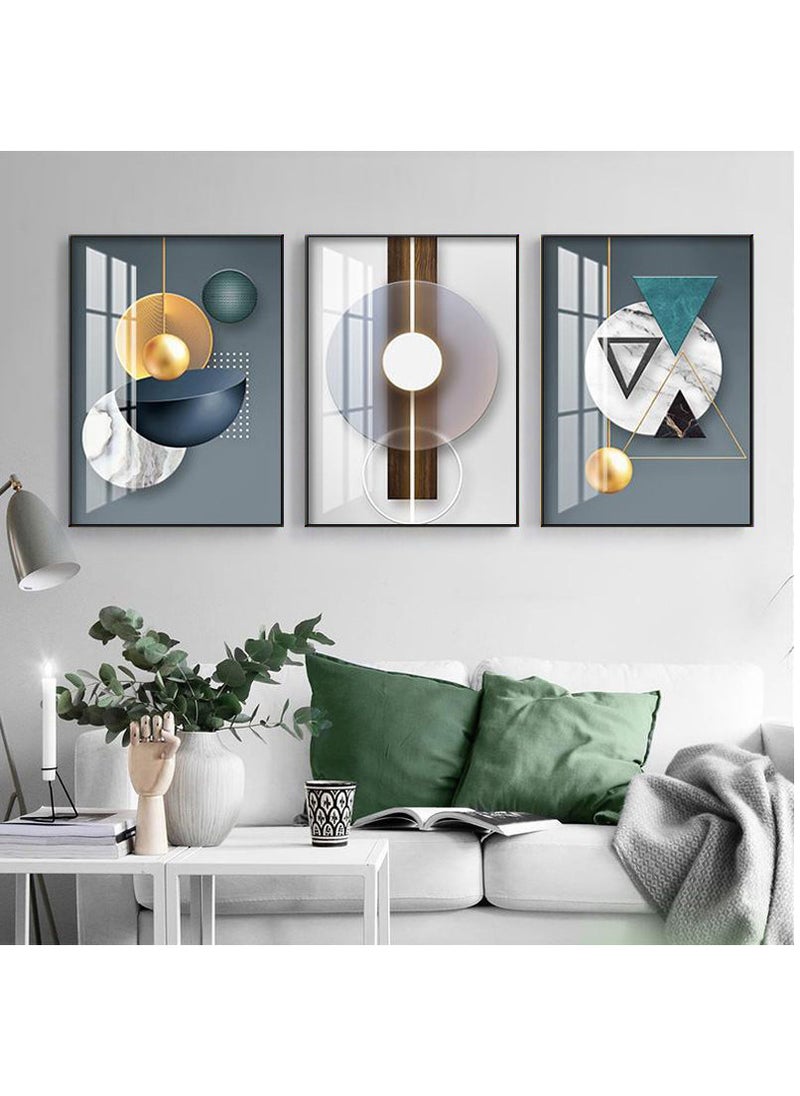 3PCS Wall Art Bright Style Minimalist Decor Modern Abstract Canvas Prints Poster Picture Framed Paintings Decorations