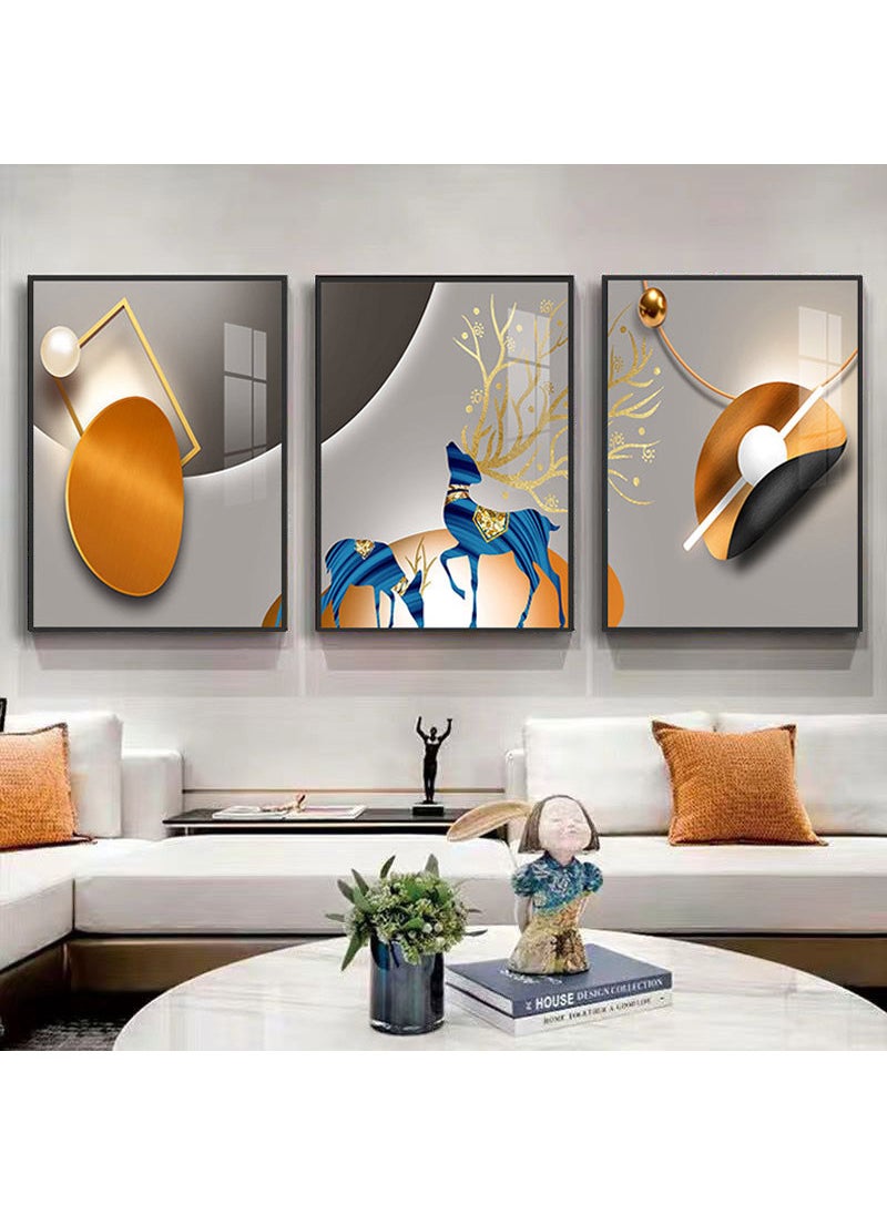 3PCS Wall Art Bright Style Minimalist Decor Modern Abstract Canvas Prints Poster Picture Framed Paintings Decorations