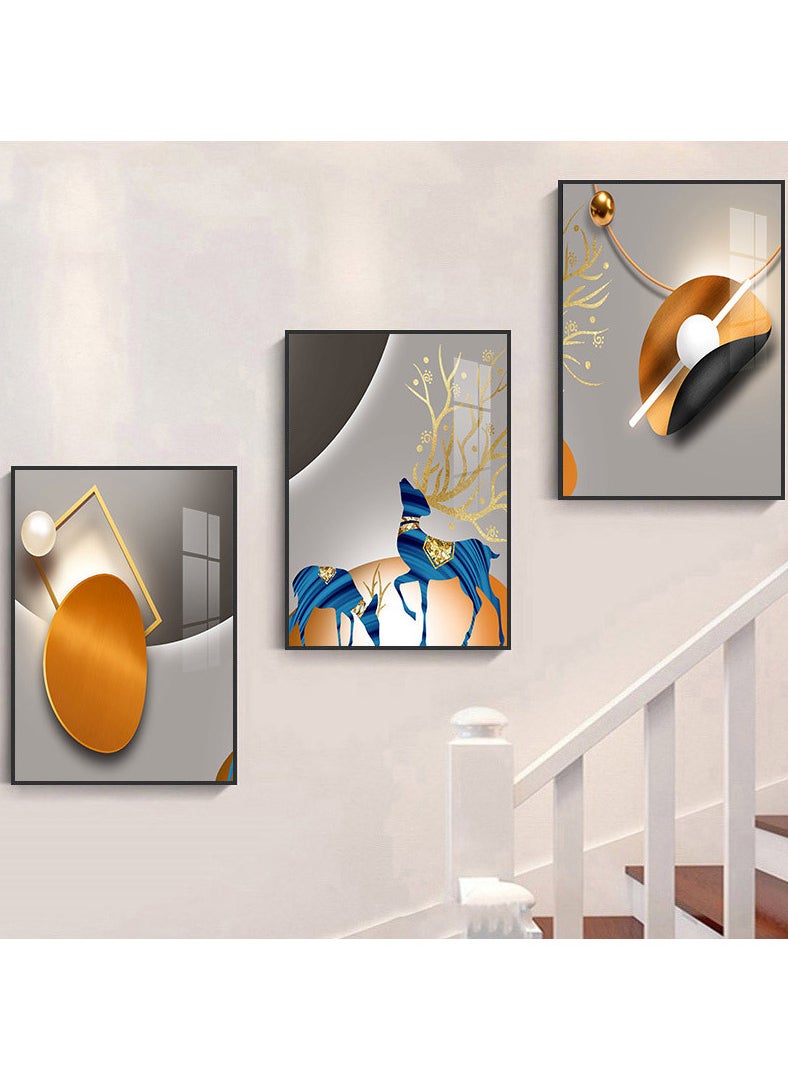 3PCS Wall Art Bright Style Minimalist Decor Modern Abstract Canvas Prints Poster Picture Framed Paintings Decorations