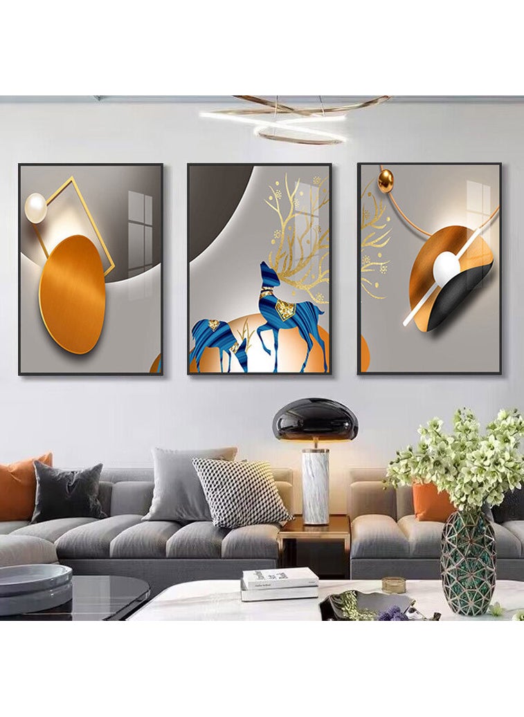 3PCS Wall Art Bright Style Minimalist Decor Modern Abstract Canvas Prints Poster Picture Framed Paintings Decorations