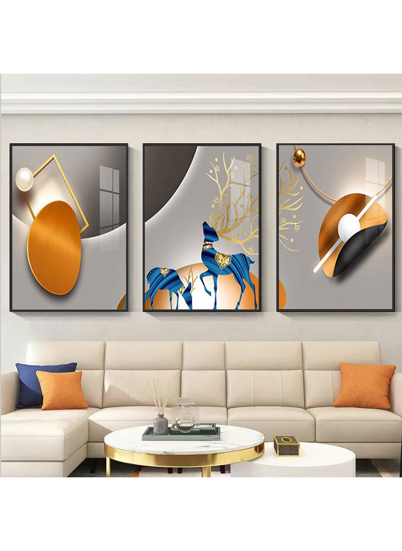 3PCS Wall Art Bright Style Minimalist Decor Modern Abstract Canvas Prints Poster Picture Framed Paintings Decorations