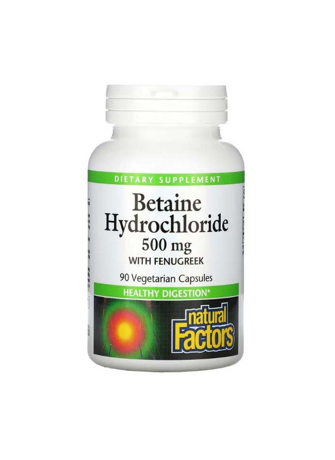 Betaine Hydrochloride with Fenugreek 500 mg 90 Vegetarian Capsules