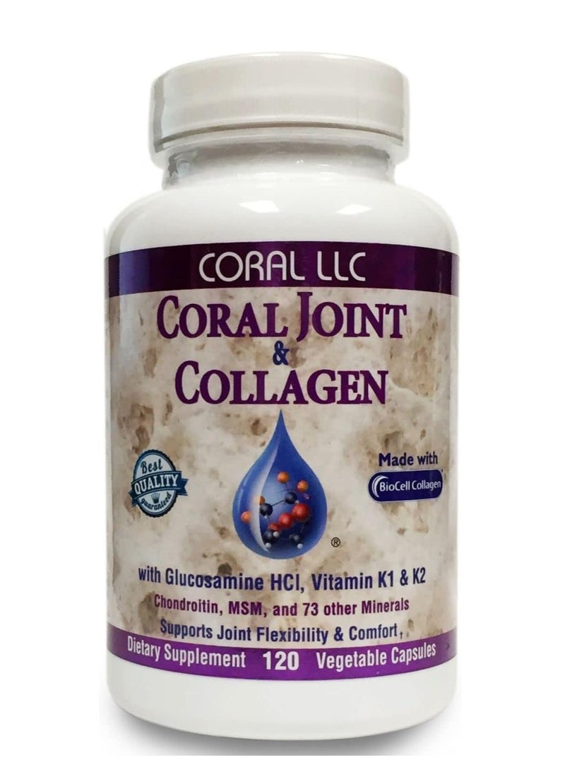 Joint & Collagen With Biocell Collagen Minerals Vitamin D3 K2 And K1 And Glucosamine Supports Joint Flexibility And Comfort 120 Vegetable Capsules 120 Caps