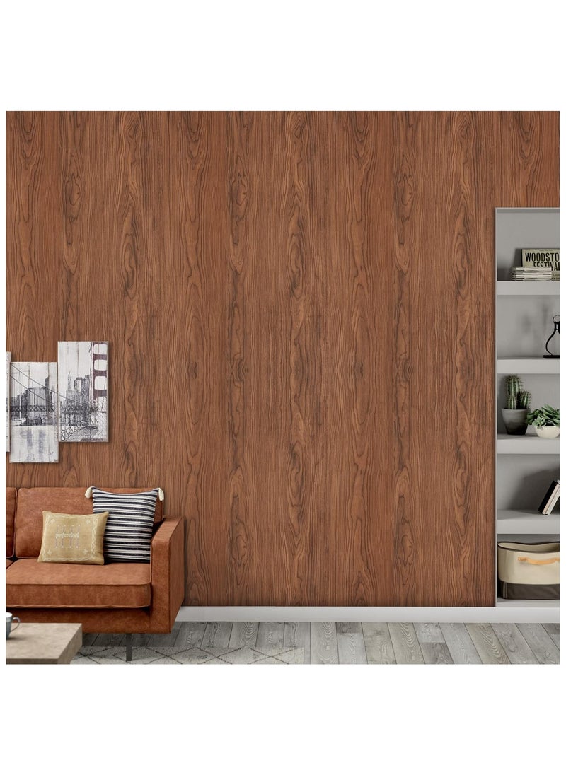 45cm x 5m Waterproof, Moisture-Proof, and Oil-Proof Faux Wood Grain Self-Adhesive Wallpaper for Home Renovation