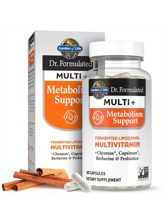 Dr. Formulated Multi+ Metabolism Support - Fermented Liposomal Multivitamin + Chromax, Capsimax, Berberine & Probiotics - 30 Capsules