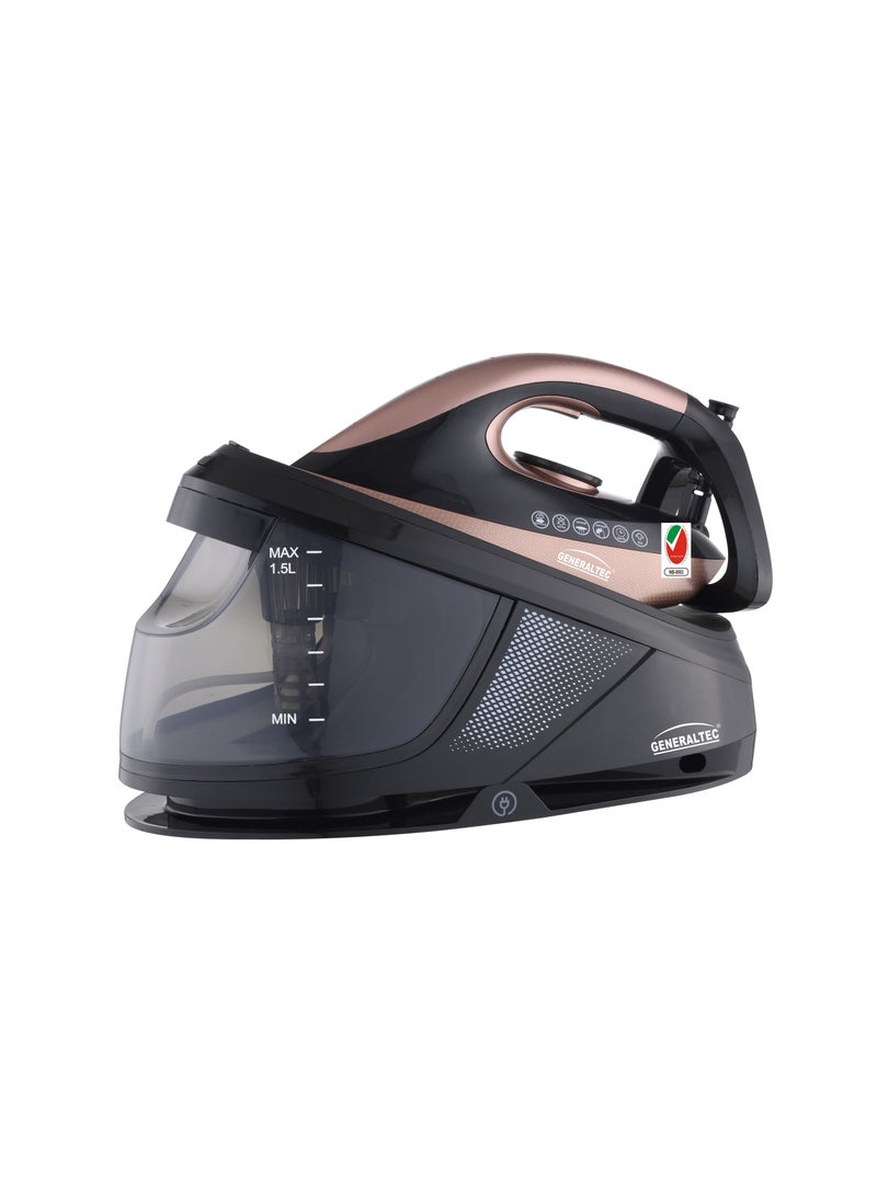 Generaltec Steam Iron Station, Steam Generator with Steam Shot Button, 1.5L, 2600-3100 W, Gold and Black