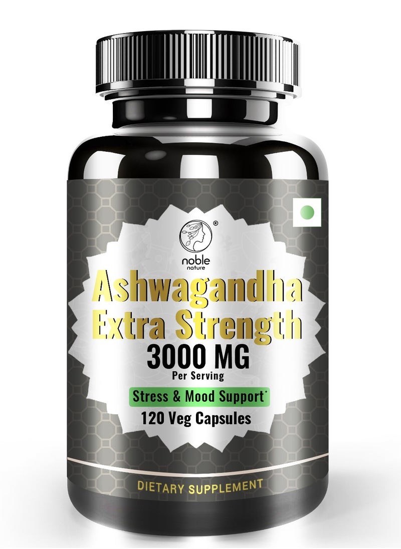 Ashwagandha Extra Strength 3000 MG - Stress & Mood Support - 120 Veg Capsules