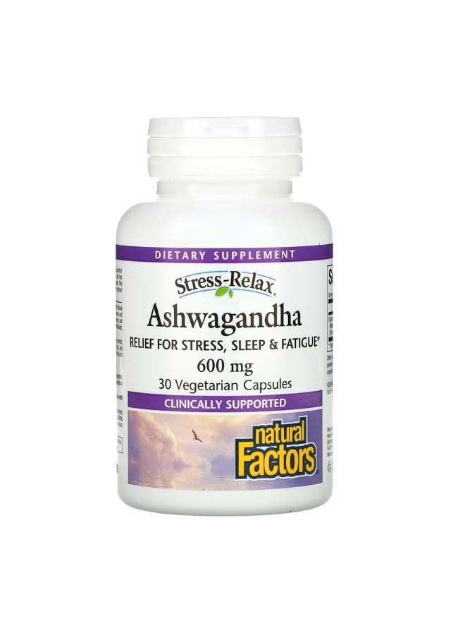 Stress Relax Ashwagandha 600 mg 30 Vegetarian Capsules