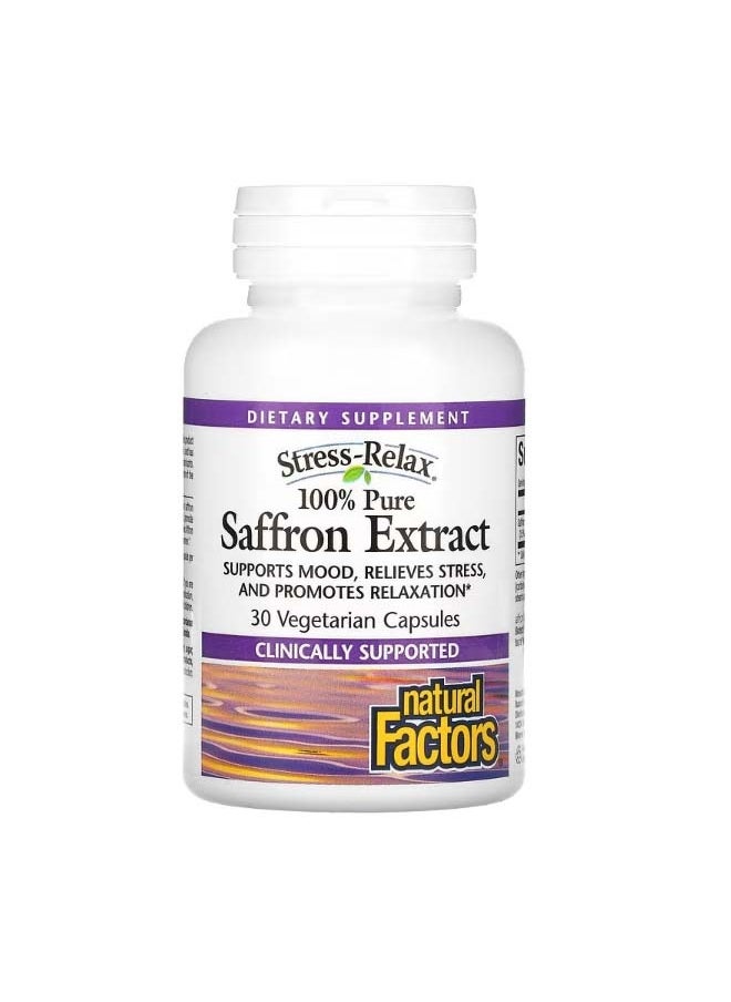 Stress Relax 100% Pure Saffron Extract 30 Vegetarian Capsules