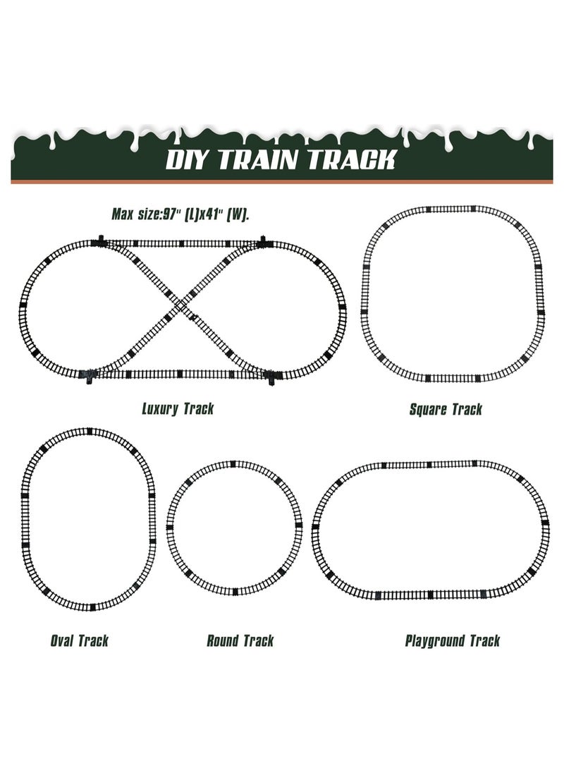 Train Set with Remote Control, Electric Train Toys with Sounds and Light, Steam Locomotive Engine Train