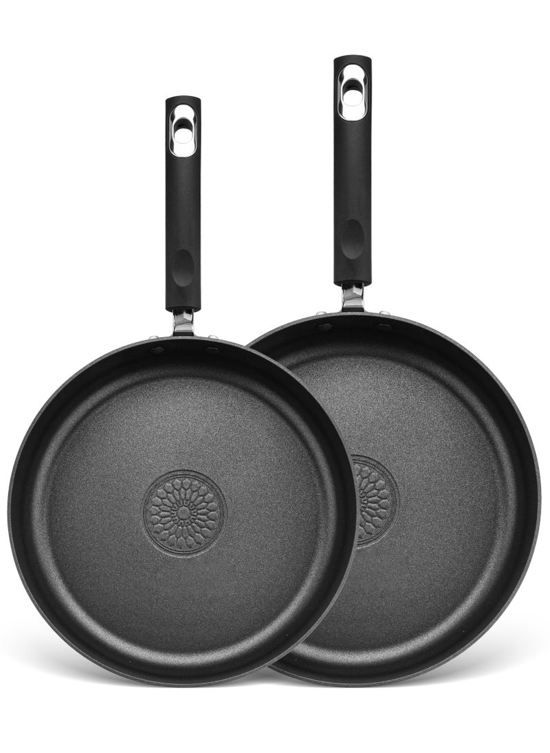 Fissman 2-Piece Deep Frying Pan 24cm x 26cm, Aluminum Non Stick Coating Deep Frypan Reina Series | Induction Bottom | Bakelite Handle | PFOA Free Kitchen Cookware | for Omelette, Stir Frying