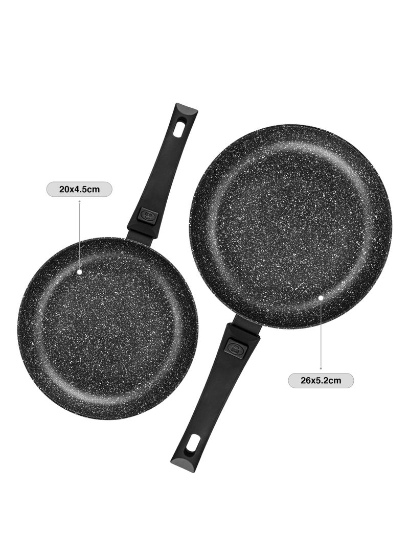 Fissman 2-Piece Non Stick Frying Pan 20cm x 26cm Detachable Handle, Aluminum Ceramic Coating Frypan Fiore Series | Induction Bottom | Ergonomic Bakelite Handle | PFOA Free | for Omelette, Stir Frying