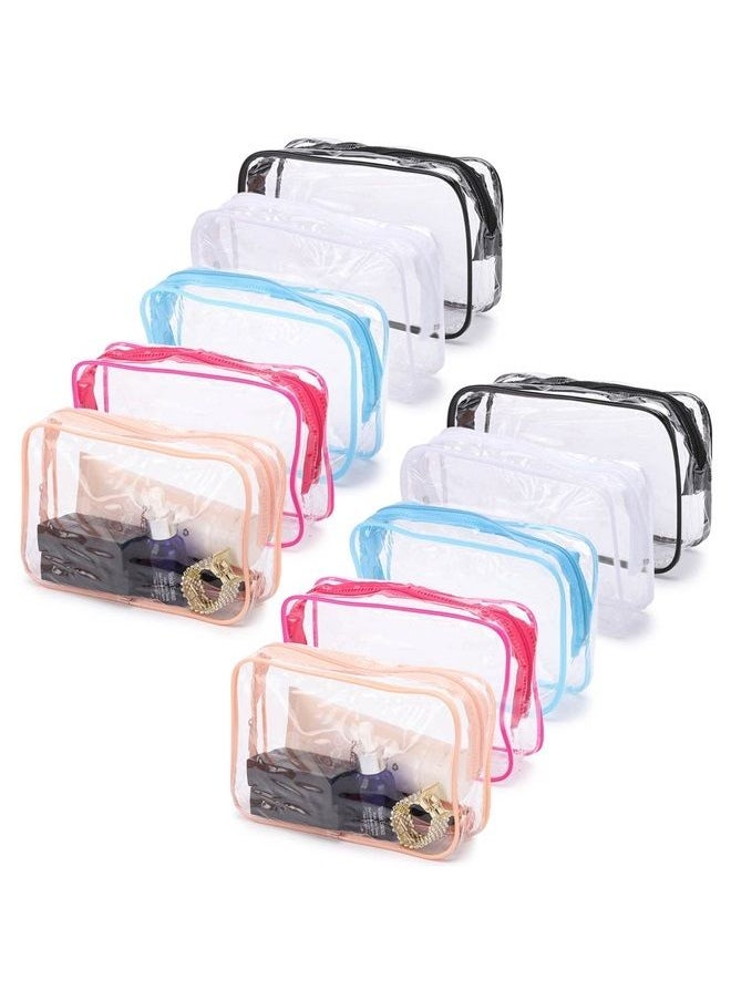 10 Pcs Clear Cosmetic Bags Small Travel Toiletry Bags Organizer, Portable Waterproof Washing Makeup Bags for Bathrooms and Vacations(5 Colors)