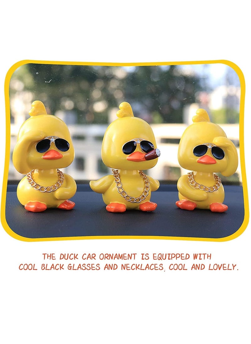 Dashboard Decorations Duck, Cute Yellow Duck Toy Car Ornaments Cool Duck Car Dashboard Decorations Shaking Head Doll, Wave Left-yellow