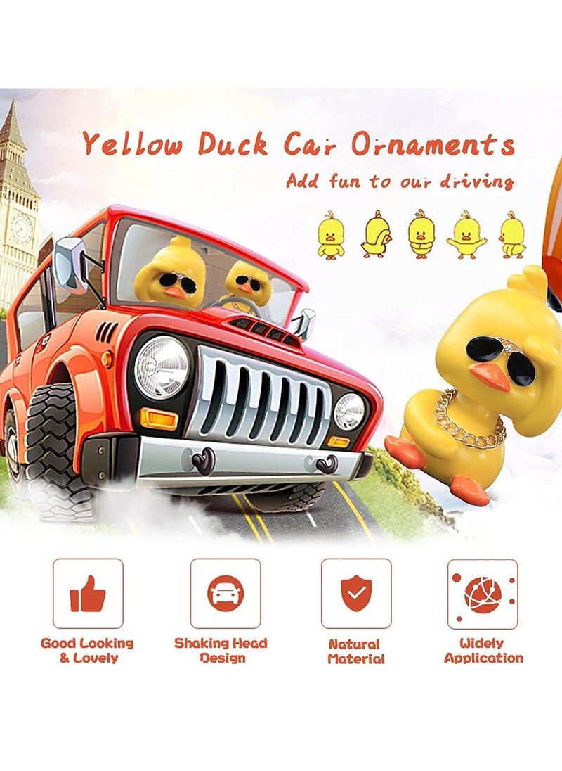 Dashboard Decorations Duck, Cute Yellow Duck Toy Car Ornaments Cool Duck Car Dashboard Decorations Shaking Head Doll, Wave Left-yellow