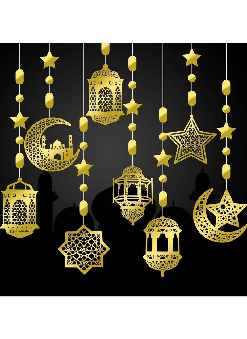 Ramadan Hanging Decorations, 8 Pcs Ramadan Ornament Decoration for Home