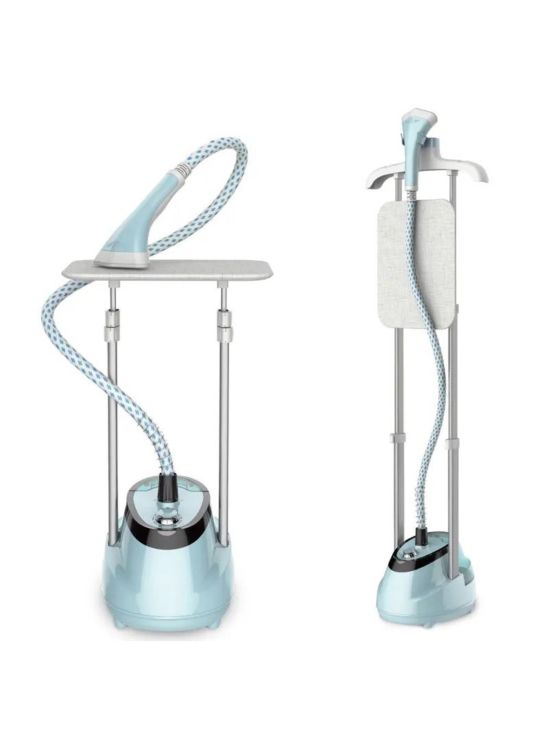 1800W Standing Garment Steamer with Adjustable Ironing Board, Foldable Design, Detachable Tank, Pole Hanger – Powerful Fabric Steamer for Clothes, Ideal for Household Use