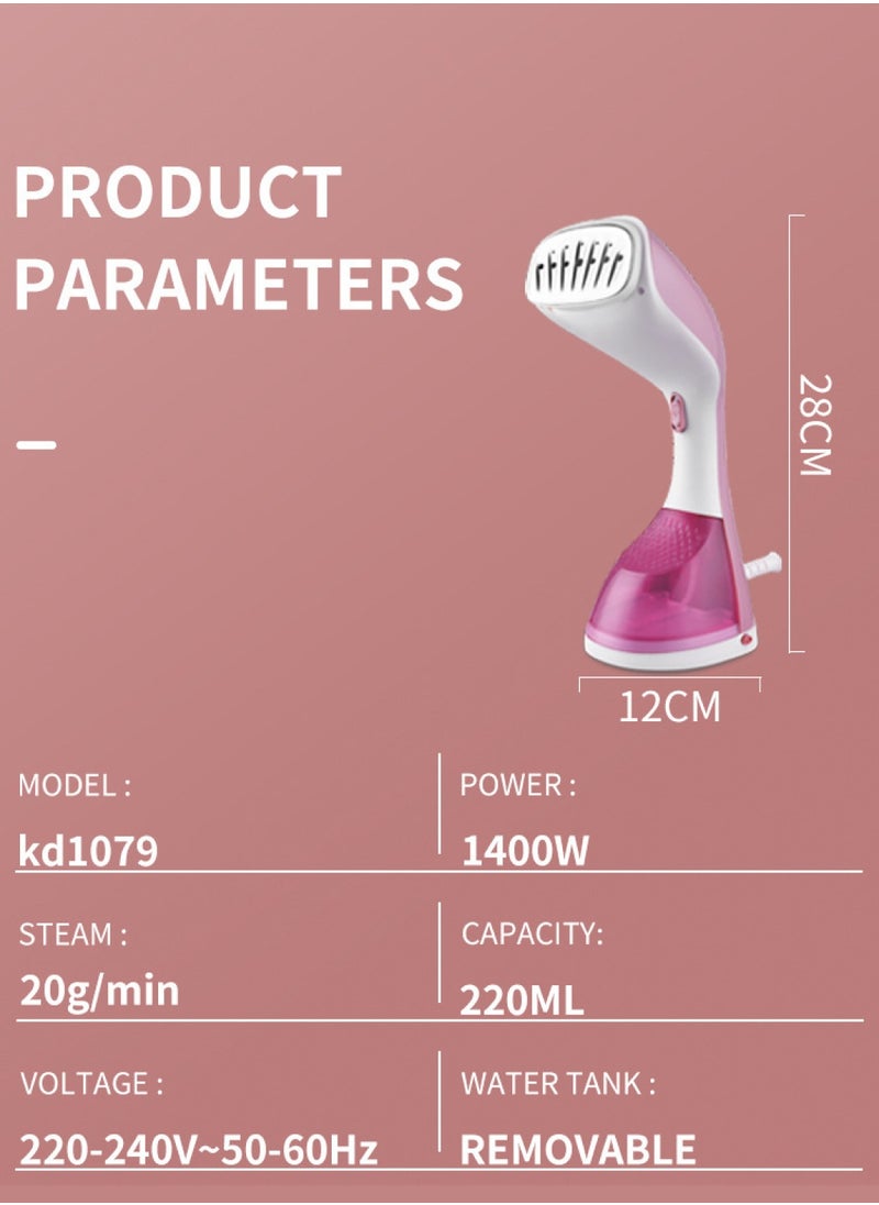 Steamer Iron High-Power Handheld Garment Steamer Clothes Steamer Portable Steam Iron 30s Fast Heat-up Ironing Wrinkle Remover -1400W 220ML