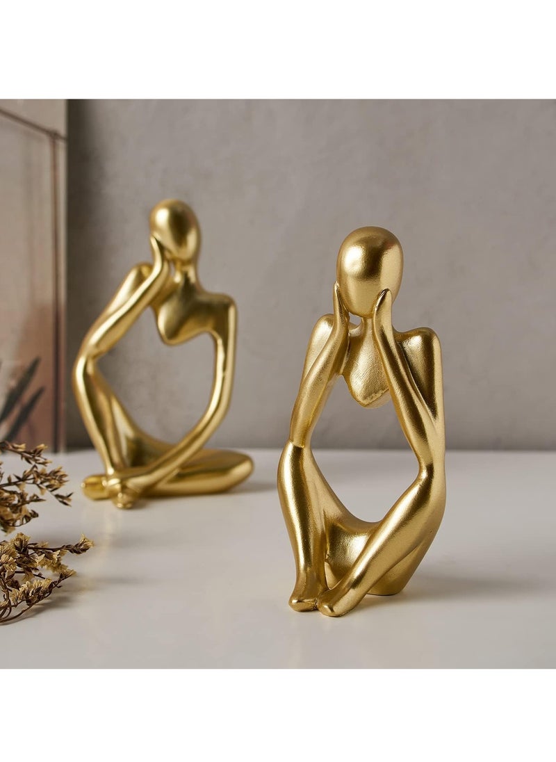 Gold Thinker Statues for Table Decor Abstract Art Sculpture Set of 3 Gold Figurines House Decorations for Home Living Room Office Shelf Bedroom