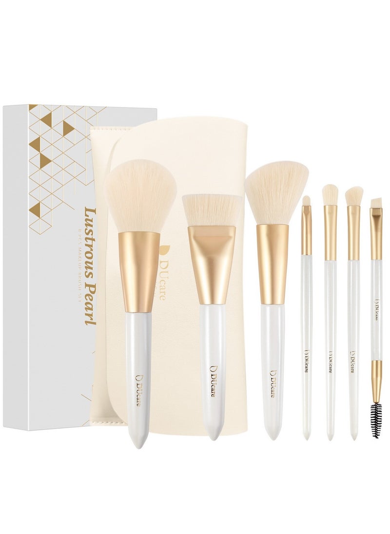 Travel Makeup Brush Set Professional Portable 7 Pcs Foundation Powder Contour Eye Shadow Lip Brush with Travel Pouch