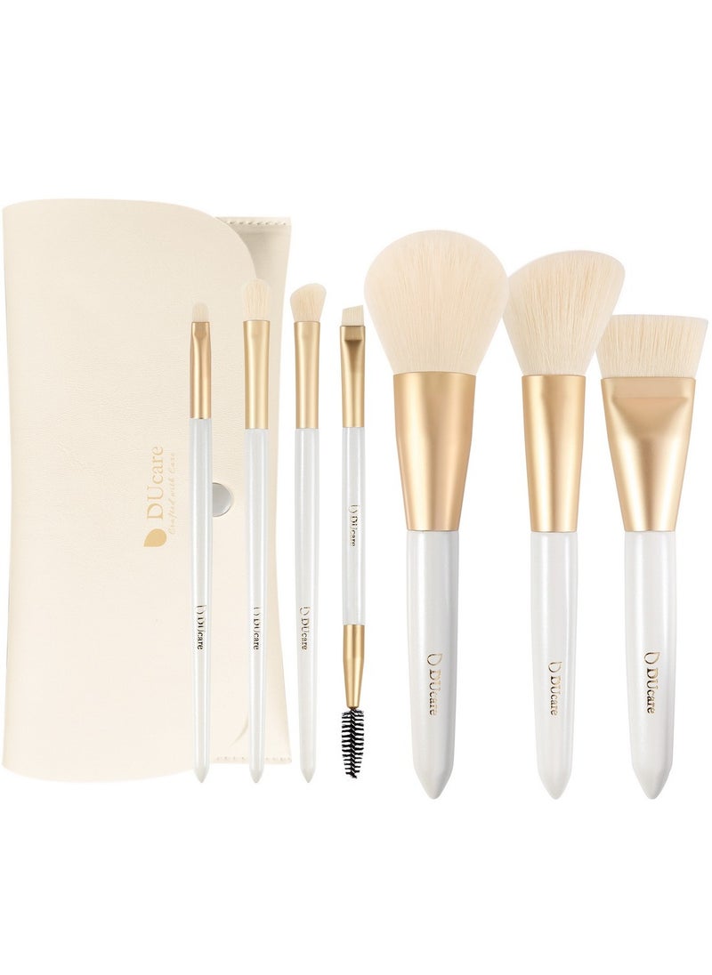 Travel Makeup Brush Set Professional Portable 7 Pcs Foundation Powder Contour Eye Shadow Lip Brush with Travel Pouch