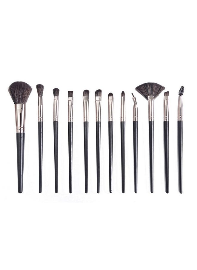 Miniso Makeup Brush Set, Premium Soft Eye Shadow Powder Eyebrow Brush Concealer Brush, Black, 12Pcs