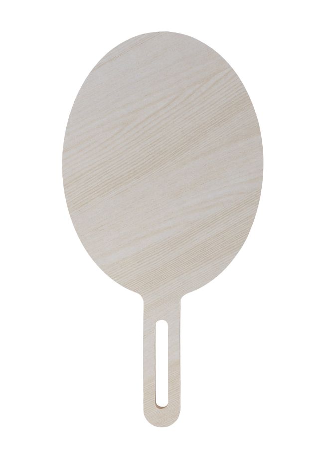 Wooden Handle Oval Mirror Brown