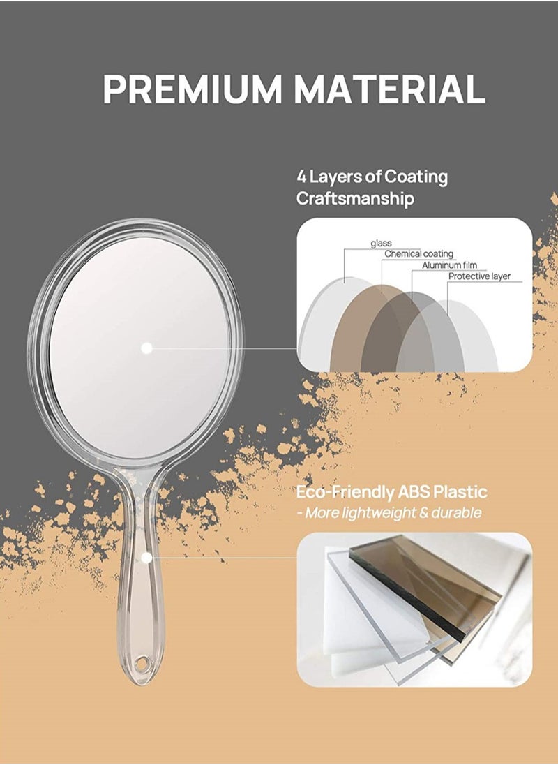 Premium Double-Sided Handheld Mirror Set - 1X/3X Magnifying with Comfortable Handle, 3 Pack (Clear) - Perfect for Makeup & Grooming