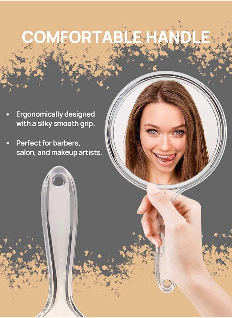 Premium Double-Sided Handheld Mirror Set - 1X/3X Magnifying with Comfortable Handle, 3 Pack (Clear) - Perfect for Makeup & Grooming