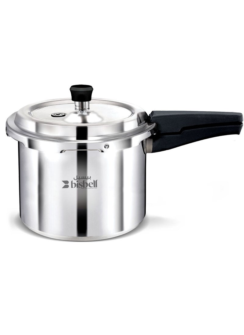 5centigram Bisbell Premium Aluminium Dripless Pressure Cooker, 5 Litre, with Safety Gasket Vent|BB1998 Silver