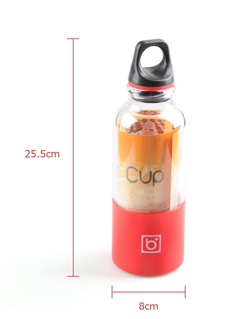 Plastic USB Rechargeable Juice Cup Handheld Blender 489174965M Red/Clear