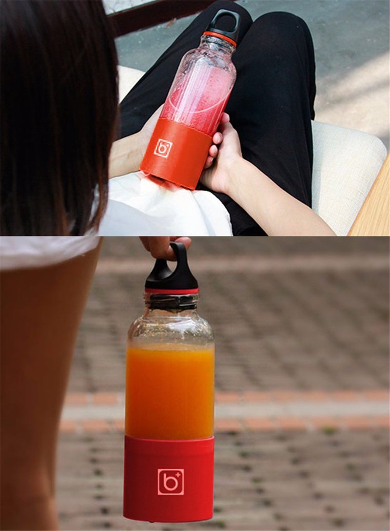 Plastic USB Rechargeable Juice Cup Handheld Blender 489174965M Red/Clear