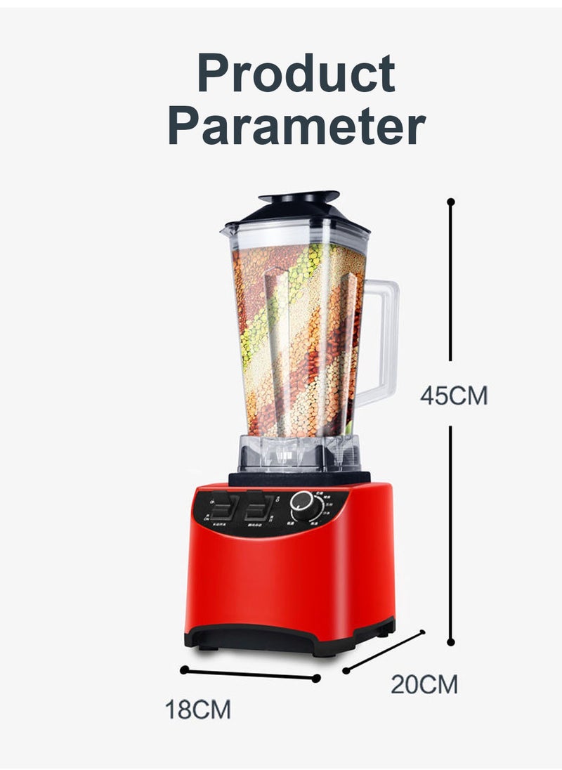 5-Speeds Power Crush Machine Multi-Function Countertop Blender Ice Shaver Food Grinder Juicer 2.5L Red