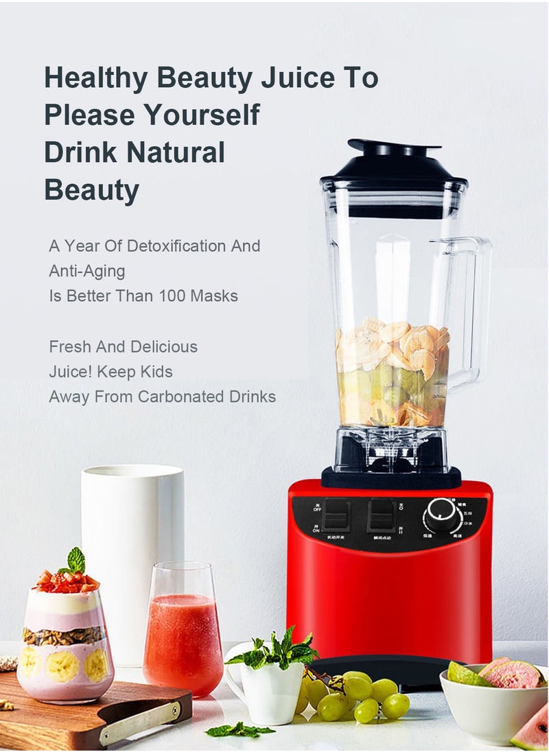 5-Speeds Power Crush Machine Multi-Function Countertop Blender Ice Shaver Food Grinder Juicer 2.5L Red