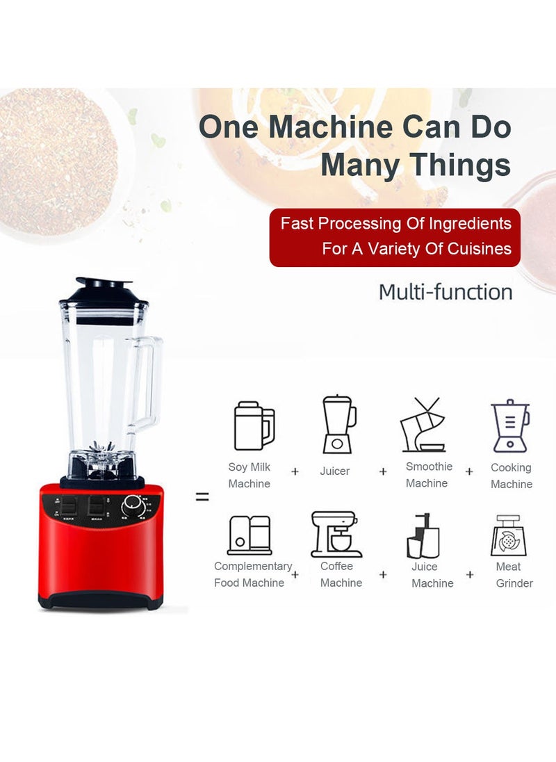 5-Speeds Power Crush Machine Multi-Function Countertop Blender Ice Shaver Food Grinder Juicer 2.5L Red