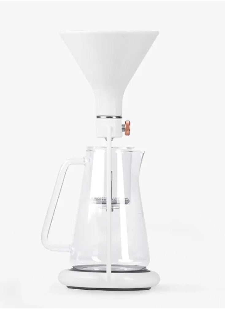 Gina Smart Coffee Maker with Integrated Scale, Brew your coffee in 3 different ways - pour-over, immersion, and cold drip, Bluetooth App Connectivity - White