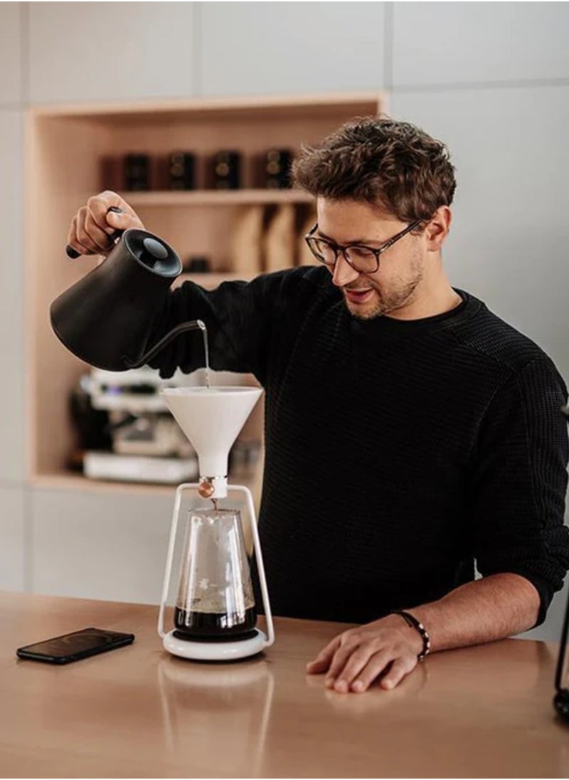 Gina Smart Coffee Maker with Integrated Scale, Brew your coffee in 3 different ways - pour-over, immersion, and cold drip, Bluetooth App Connectivity - White