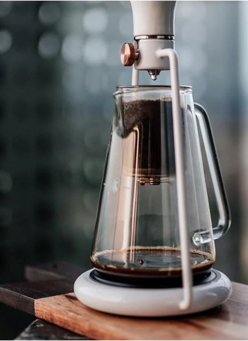 Gina Smart Coffee Maker with Integrated Scale, Brew your coffee in 3 different ways - pour-over, immersion, and cold drip, Bluetooth App Connectivity - White