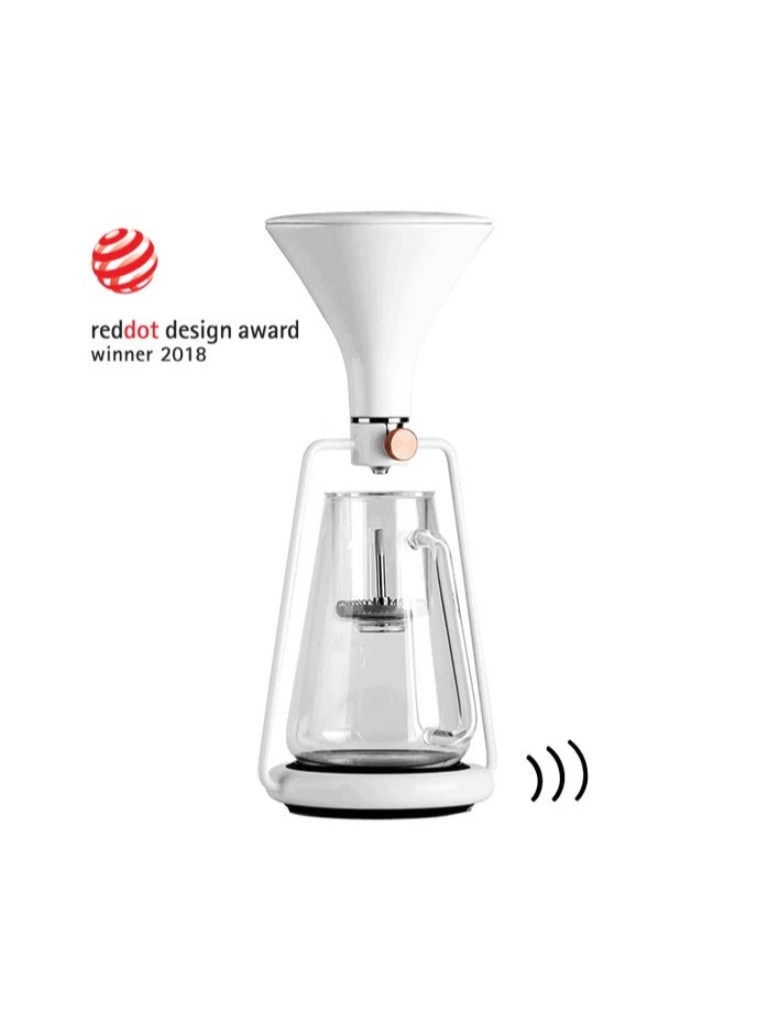 Gina Smart Coffee Maker with Integrated Scale, Brew your coffee in 3 different ways - pour-over, immersion, and cold drip, Bluetooth App Connectivity - White