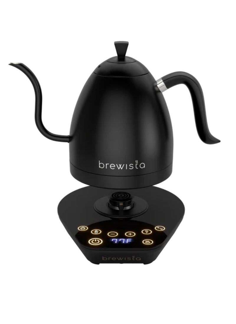 Artisan Electric Coffee Kettle with Gooseneck Spout, Perfect for Pour-Over Coffee and Tea Brewing, Precision Temperature Control, Digital Display, Flash Boil and Keep Warm Setting, Stainless Steel Body, 1L - Black on Black