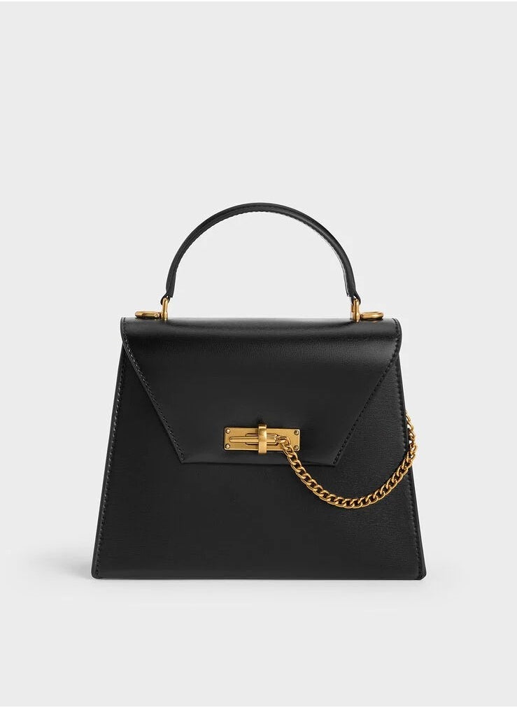 Samantha Envelope Top Handle Bag & Shoulder Bag & Crossbody Bag - Black