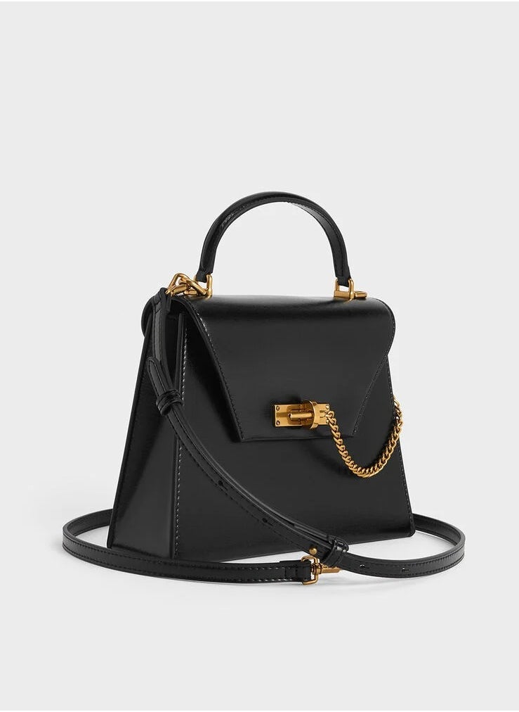 Samantha Envelope Top Handle Bag & Shoulder Bag & Crossbody Bag - Black