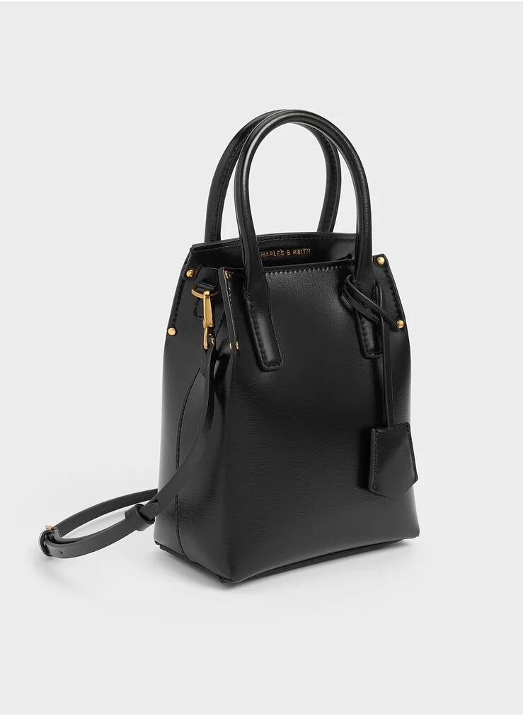 Rene Elongated Top Handle Bag & Crossbody Bag - Black